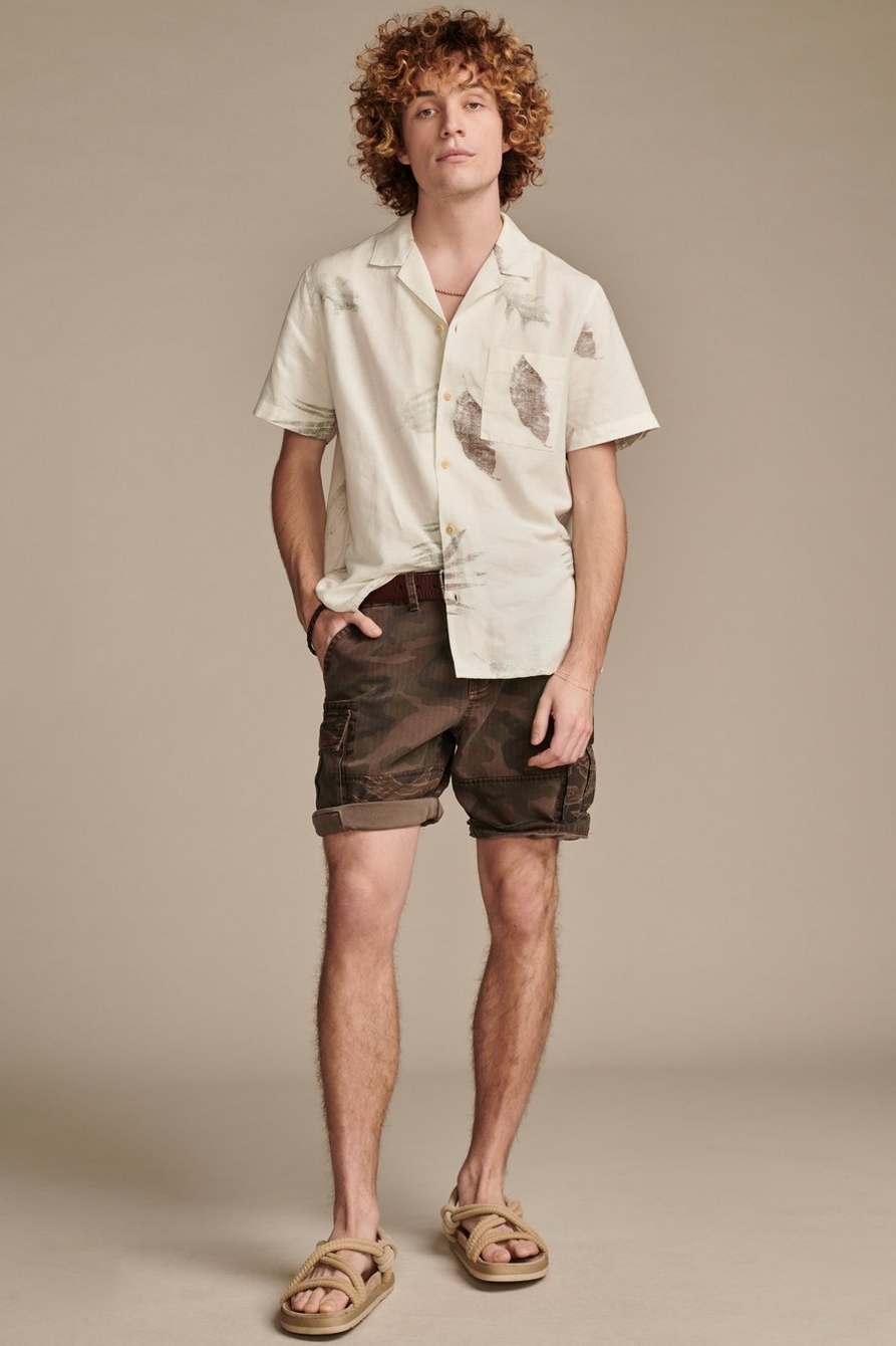 9" ripstop patchwork camo cargo short